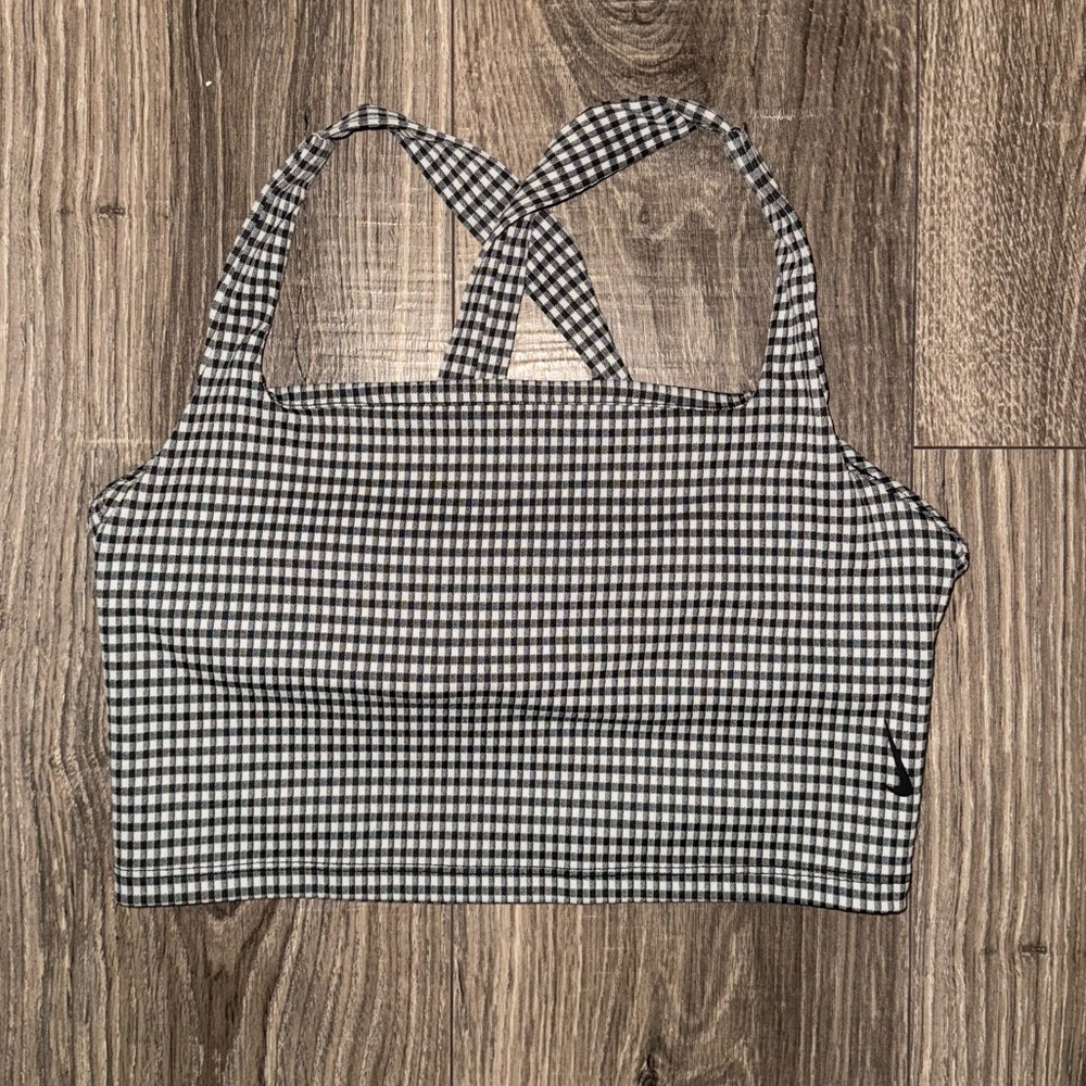 Nike Black and White Checkered Women's Top